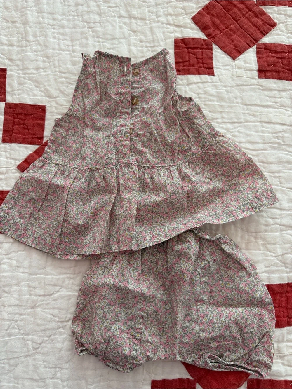 Olivier London Baby Floral Two-Piece Dress Set - Pink and White